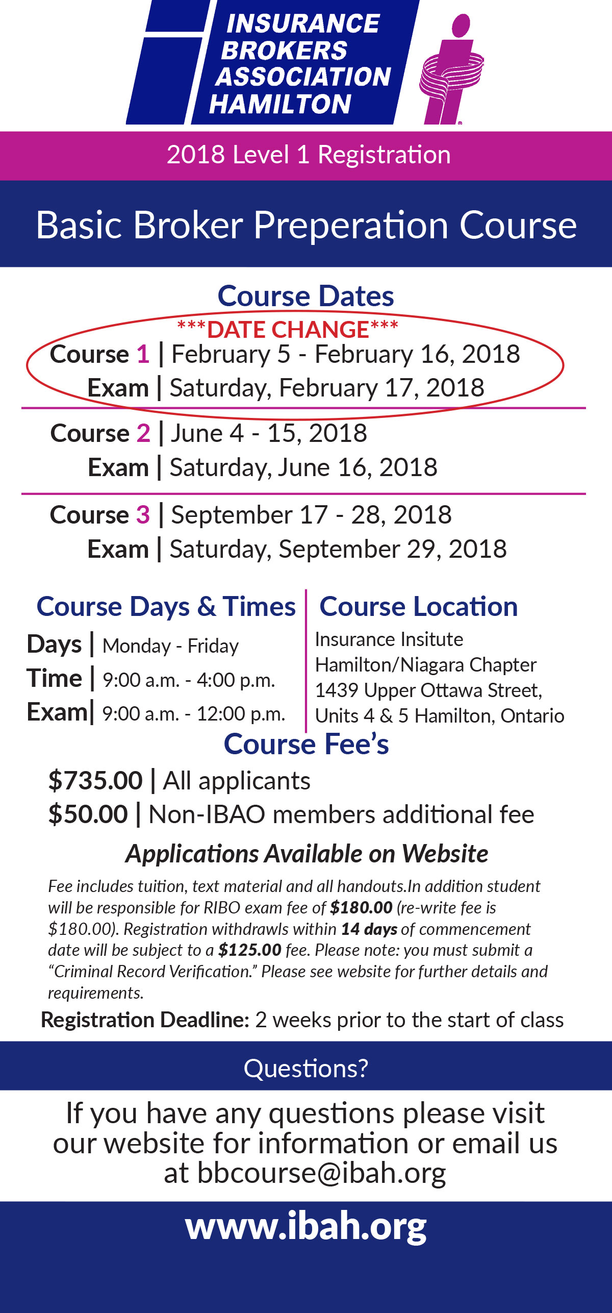 2018 RIBO Level 1 Licensing Course, Insurance Brokers Association of Hamilton
