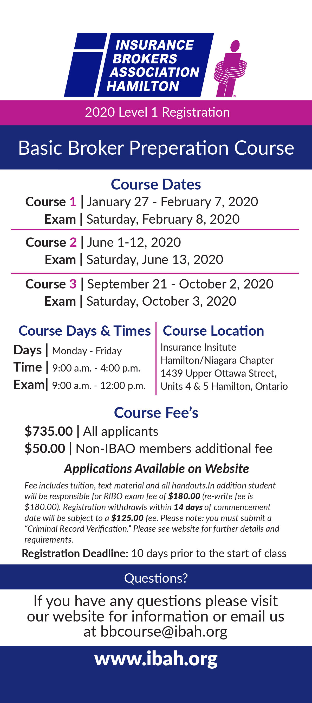2020 RIBO Level 1 Licensing Course, Insurance Brokers Association of Hamilton