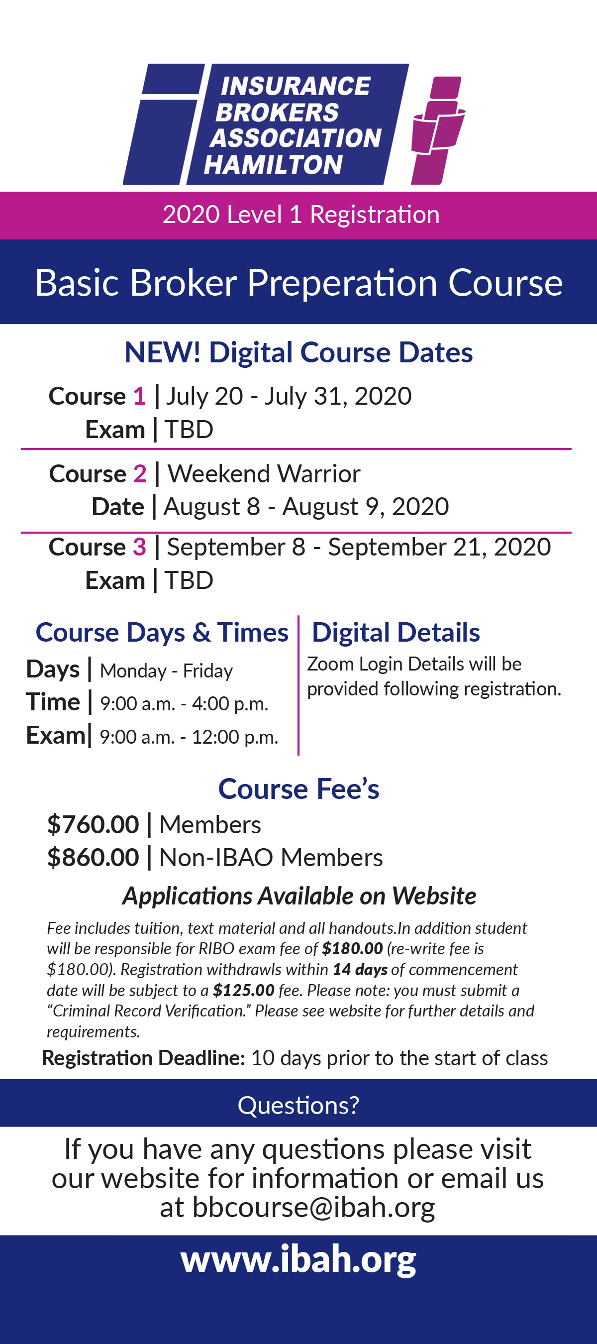 2020 RIBO Level 1 Licensing Course, Insurance Brokers Association of Hamilton